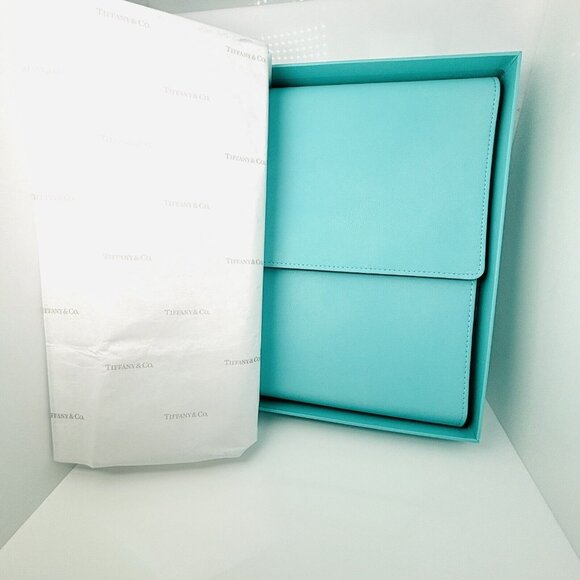 Tiffany Blue Leather Folding Necklace Presentation Blue Gift Box Storage Pouch - Picture 8 of 11